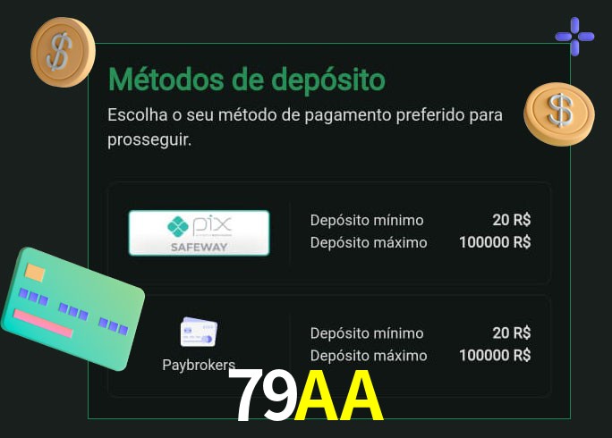 O cassino 79AA oferece uma grande variedade de métodos de pagamento